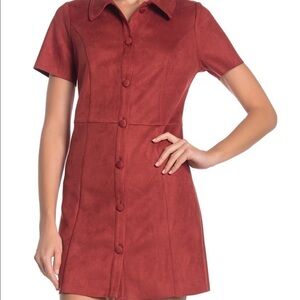 RUST Button-Up Saux Suede Dress